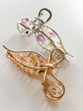 Load image into Gallery viewer, Metal BOW Clips in silver and gold. MADE TO ORDER. Select your own flowers.