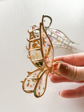 Load image into Gallery viewer, Metal BOW Clips in silver and gold. MADE TO ORDER. Select your own flowers.