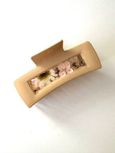 Load image into Gallery viewer, 4 inch Claw Clip with real pressed flowers inside *CLEARANCE* Light Tan