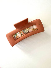 Load image into Gallery viewer, 4 inch Claw Clip with real pressed flowers inside *CLEARANCE* Burnt Orange/Brick red