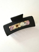 Load image into Gallery viewer, 4 inch Claw Clip with real pressed flowers inside *CLEARANCE* Black