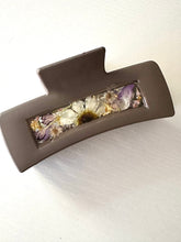 Load image into Gallery viewer, 4 inch Claw Clip with real pressed flowers inside *CLEARANCE* Dark Brown