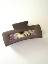 Load image into Gallery viewer, 4 inch Claw Clip with real pressed flowers inside *CLEARANCE* Dark Brown