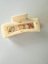 Load image into Gallery viewer, 4 inch Claw Clip with real pressed flowers inside *CLEARANCE* Cream