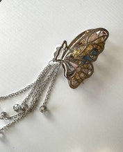 Load image into Gallery viewer, Metal Butterfly Clip with real pressed flowers inside *CLEARANCE* Silver Metal