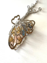 Load image into Gallery viewer, Metal Butterfly Clip with real pressed flowers inside *CLEARANCE* Silver Metal