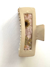 Load image into Gallery viewer, XL Claw Clip with real pressed flowers inside *CLEARANCE* Light Tan