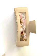 Load image into Gallery viewer, XL Claw Clip with real pressed flowers inside *CLEARANCE* Light Tan