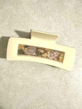 Load image into Gallery viewer, 4inch Claw Clip with real pressed flowers inside *CLEARANCE* Off White