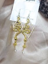 Load image into Gallery viewer, Triangle Snake Tassel Earring Dangles-Gold, Gold Filled Hooks.
