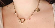 Load image into Gallery viewer, Paper clip charm necklace with front large heart shaped clasp