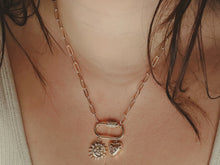 Load image into Gallery viewer, Paper clip sun and heart charm necklace