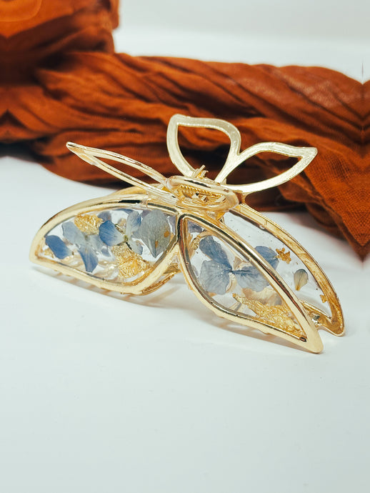 Metal Butterfly Clips in silver and gold. MADE TO ORDER. Select your own flowers.