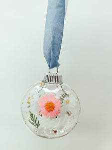 Pressed flower resin ball ornament