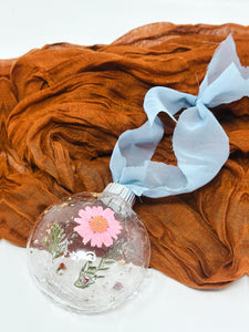 Pressed flower resin ball ornament