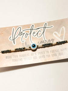 Glass Bead Evil Eye Bracelet