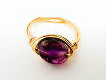 Load image into Gallery viewer, Amethyst Stone Gold Wire Ring