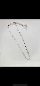 White bead silver chain